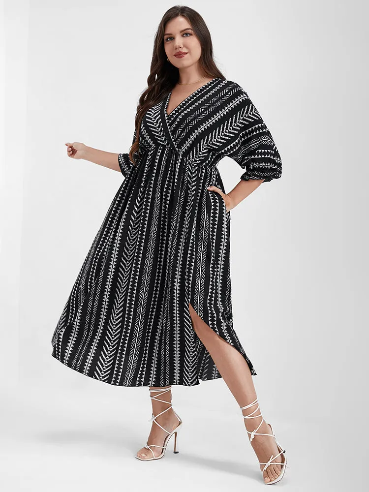 Geometric Pocket Split Wrap Maxi Dress sold by Bloomchic product image thumbnail 4