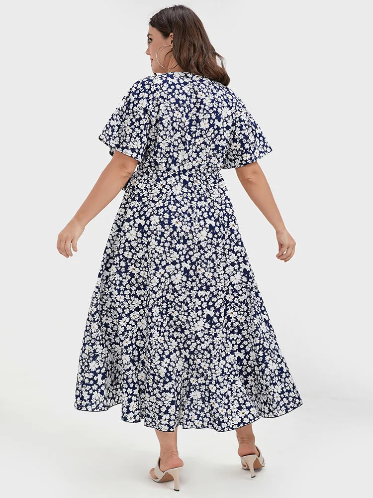 Floral Belted Ruffles Split Pocket Wrap Dress sold by Bloomchic product image thumbnail 2
