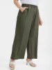 Solid Button Elastic Waist Pocket Loose Pants sold by Bloomchic