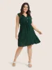 Plain Ties Front Button Pocket V Neck Dress sold by Bloomchic