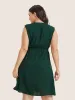 Plain Ties Front Button Pocket V Neck Dress sold by Bloomchic