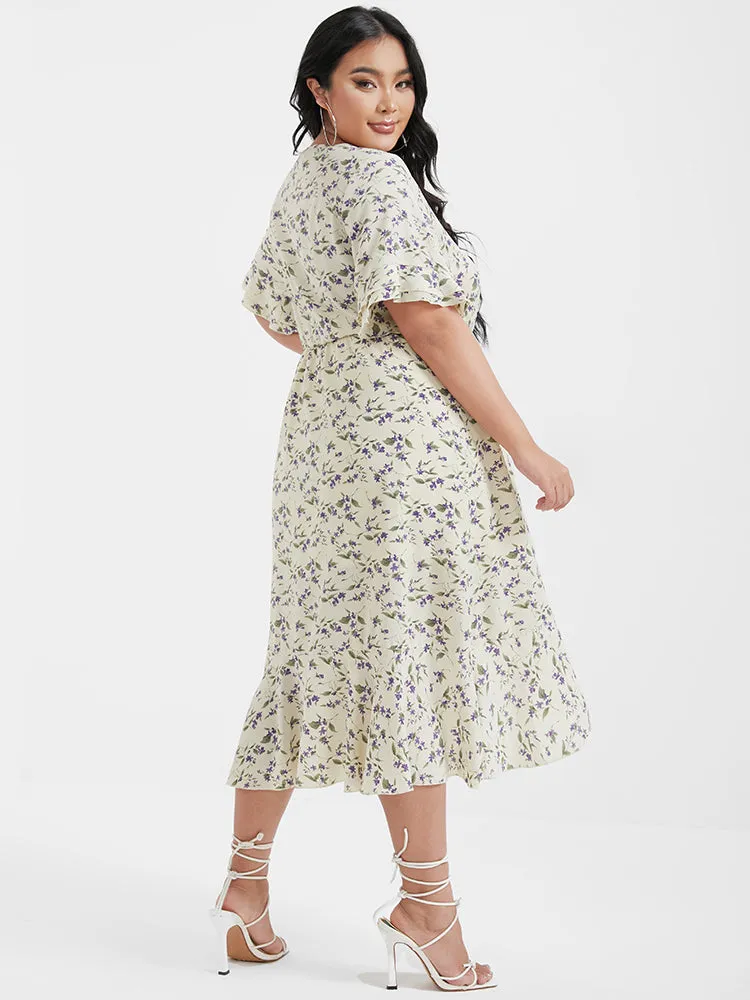 Ditsy Floral Arc Hem Ruffled Wrap Dress sold by Bloomchic product image thumbnail 5