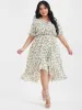 Ditsy Floral Arc Hem Ruffled Wrap Dress sold by Bloomchic