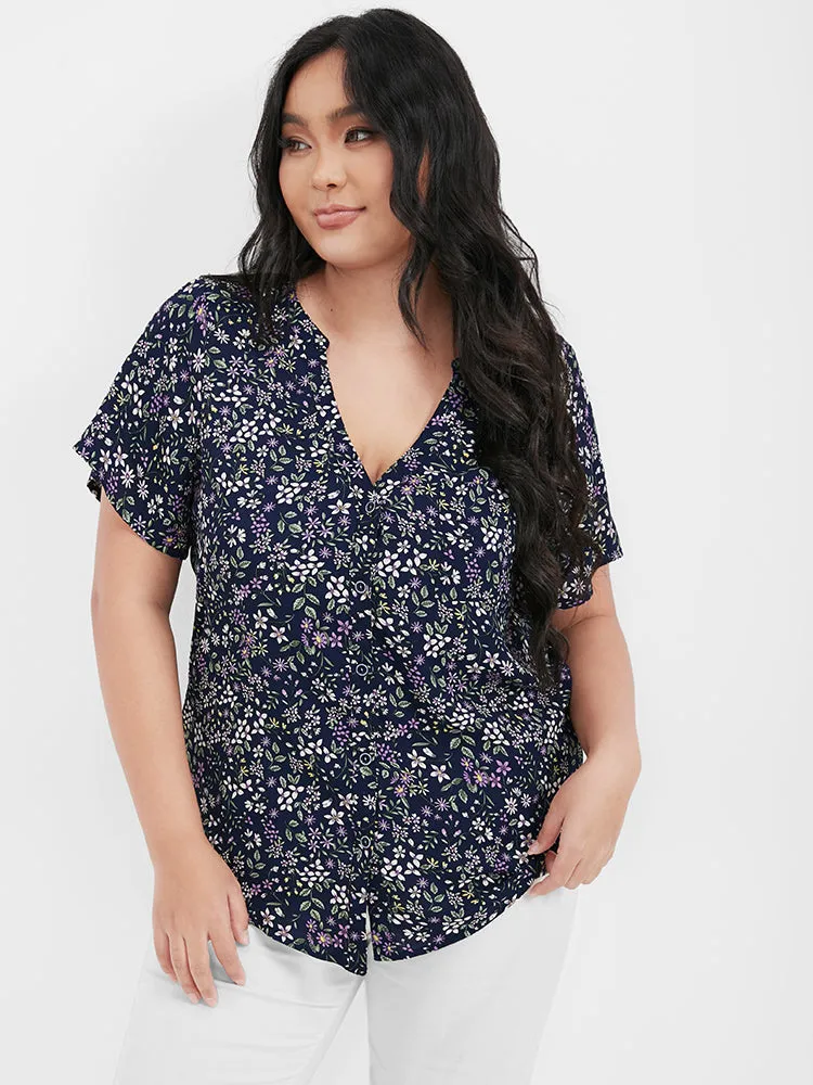 Ditsy Floral V Neck Button Blouse sold by Bloomchic product image thumbnail 4