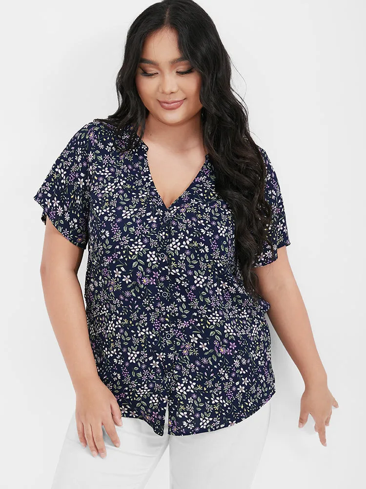 Ditsy Floral V Neck Button Blouse sold by Bloomchic product image thumbnail 3