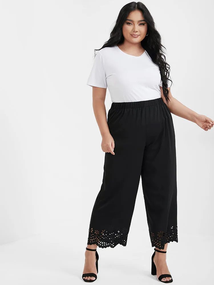 Broderie Anglaise Elastic Waist Loose Pants sold by Bloomchic product image thumbnail 2