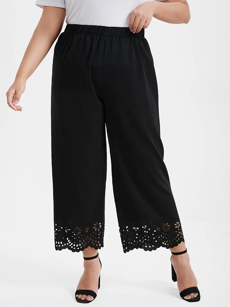 Broderie Anglaise Elastic Waist Loose Pants sold by Bloomchic