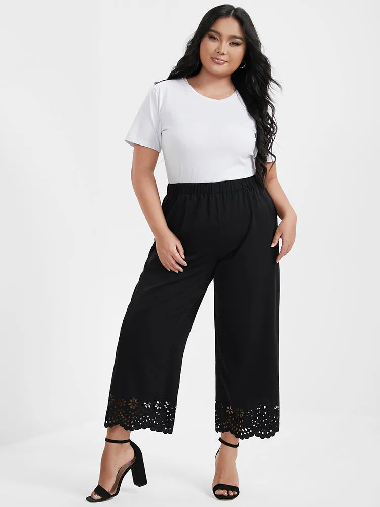 Broderie Anglaise Elastic Waist Loose Pants sold by Bloomchic product image thumbnail 3