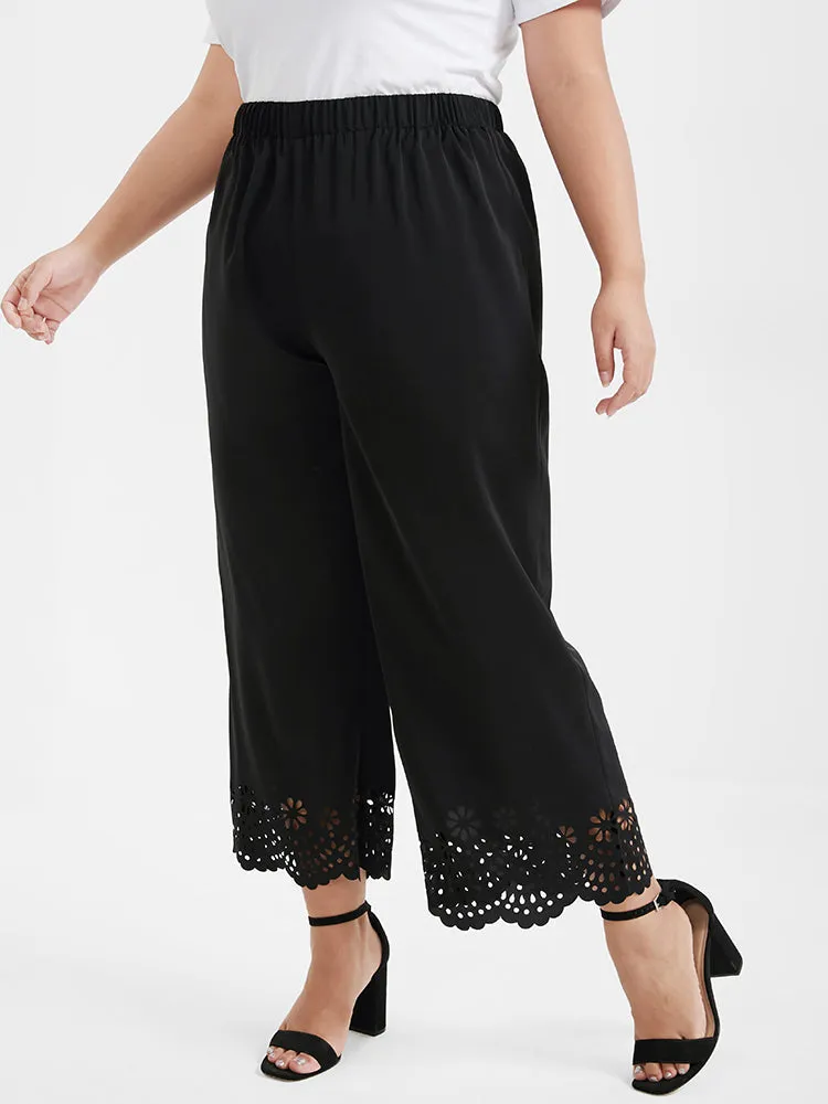 Broderie Anglaise Elastic Waist Loose Pants sold by Bloomchic product image thumbnail 4