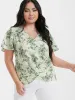 Ditsy Floral Twist-front Flutter V Neck Blouse sold by Bloomchic