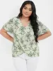 Ditsy Floral Twist-front Flutter V Neck Blouse sold by Bloomchic
