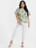 Ditsy Floral Twist-front Flutter V Neck Blouse sold by Bloomchic
