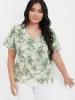 Ditsy Floral Twist-front Flutter V Neck Blouse sold by Bloomchic