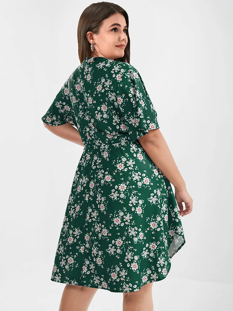 Floral Pocket Ruffled V Neck Short Dress sold by Bloomchic product image thumbnail 2