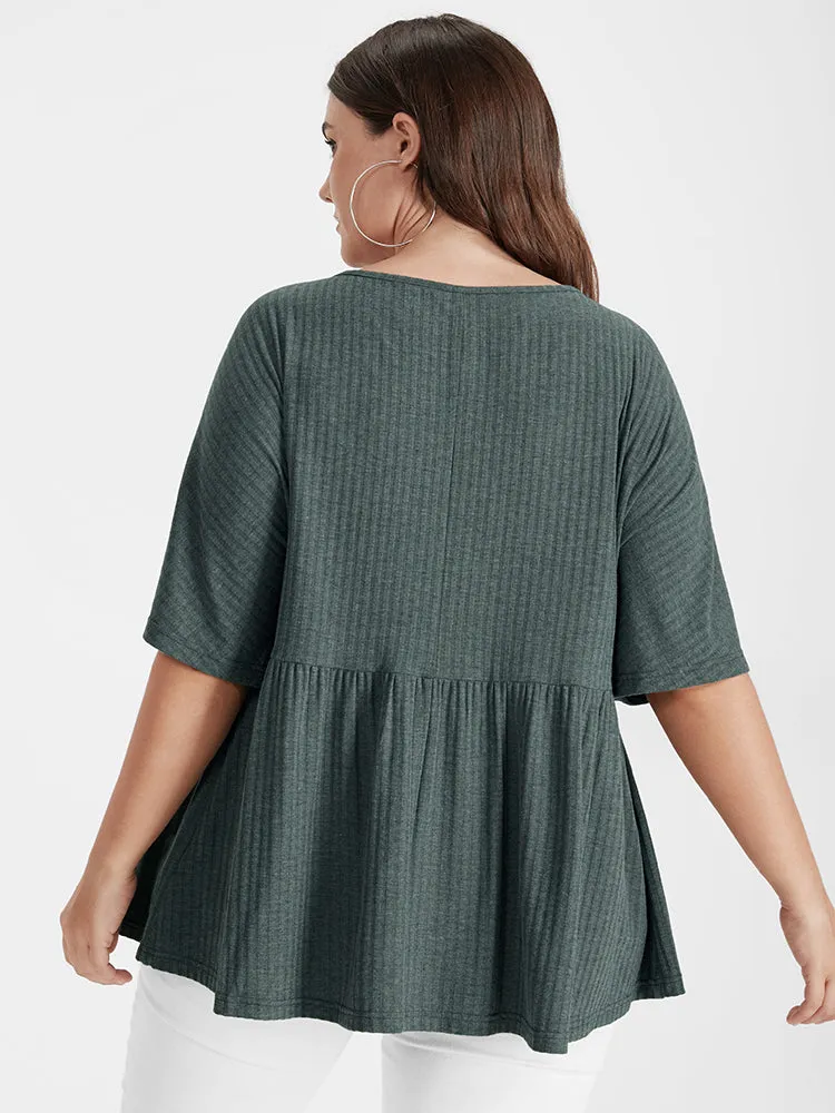 Solid Pocket Button V Neck T-shirt sold by Bloomchic product image thumbnail 5