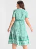 Ditsy Floral Ruffled Knotted Wrap Dress sold by Bloomchic