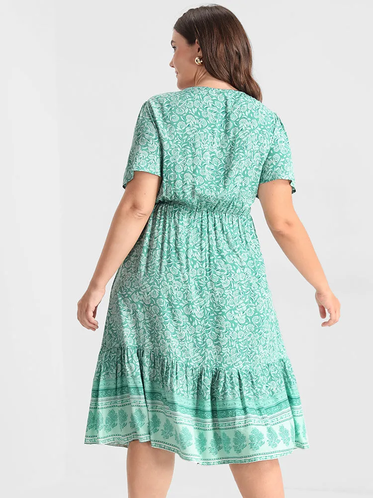 Ditsy Floral Ruffled Knotted Wrap Dress sold by Bloomchic product image thumbnail 4