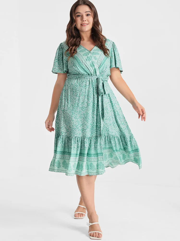 Ditsy Floral Ruffled Knotted Wrap Dress sold by Bloomchic product image thumbnail 2