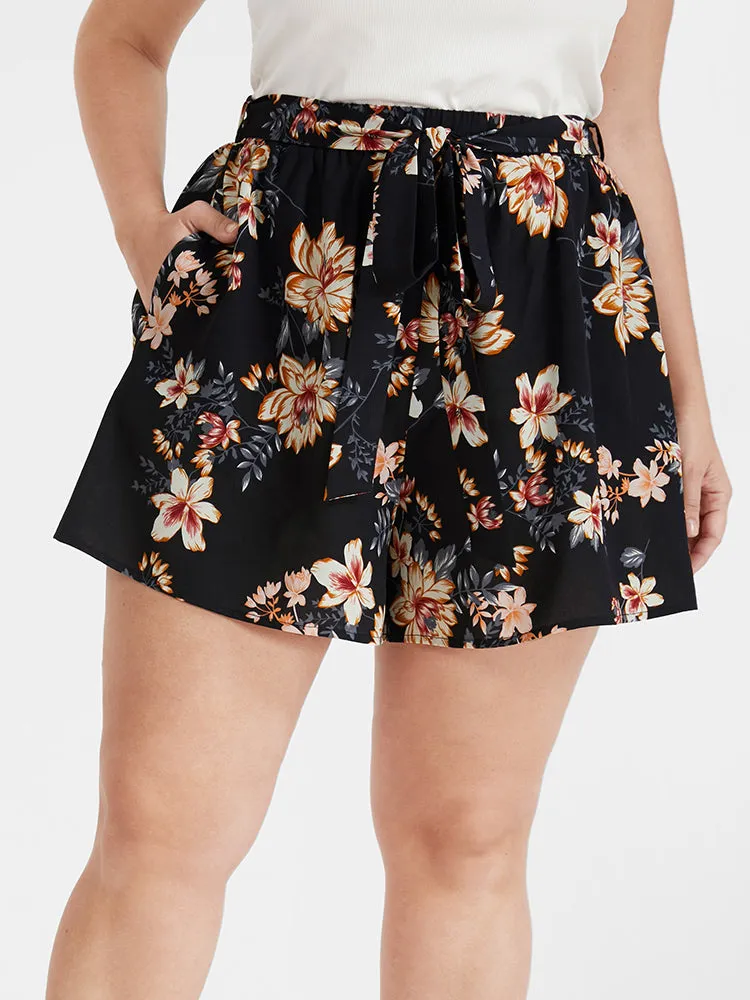 Floral Belted Pocket Elastic Waist Shorts sold by Bloomchic product image thumbnail 2