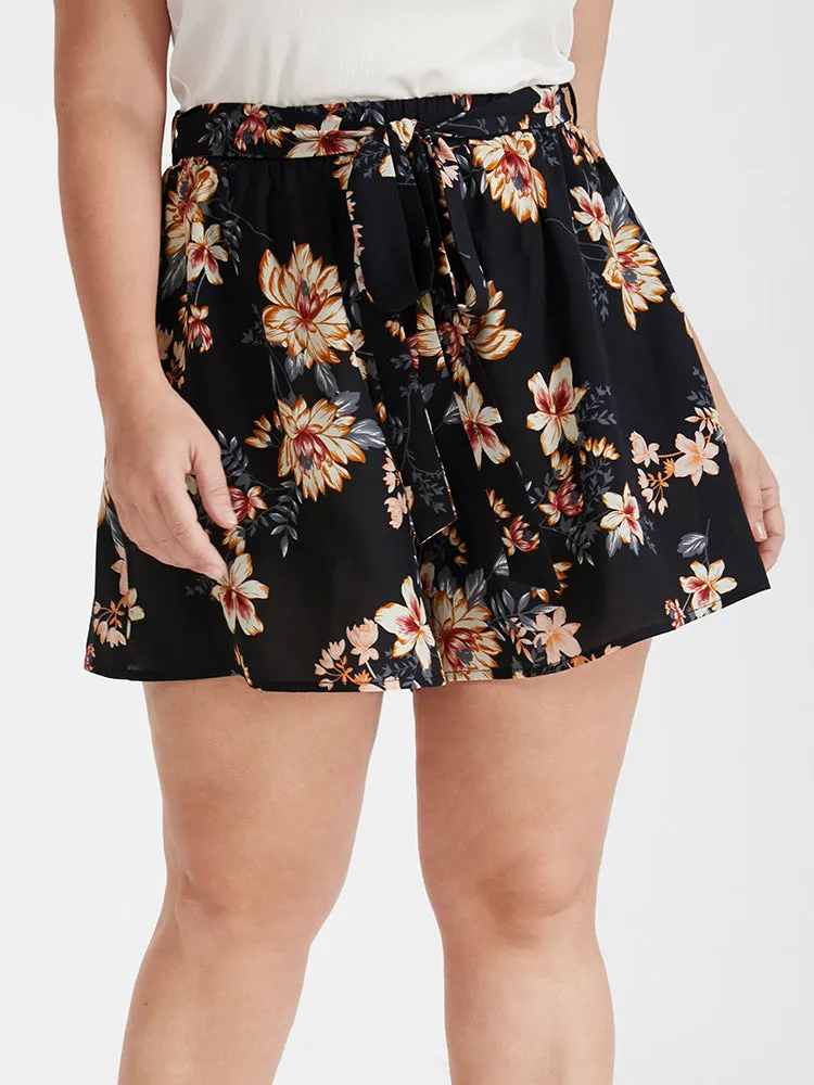 Floral Belted Pocket Elastic Waist Shorts sold by Bloomchic product image thumbnail 3