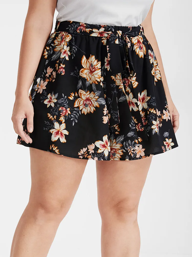Floral Belted Pocket Elastic Waist Shorts sold by Bloomchic product image thumbnail 4