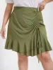Plain Drawstring Ruched Ruffles Bodycon Skirt sold by Bloomchic