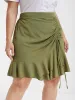 Plain Drawstring Ruched Ruffles Bodycon Skirt sold by Bloomchic