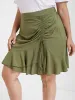 Plain Drawstring Ruched Ruffles Bodycon Skirt sold by Bloomchic