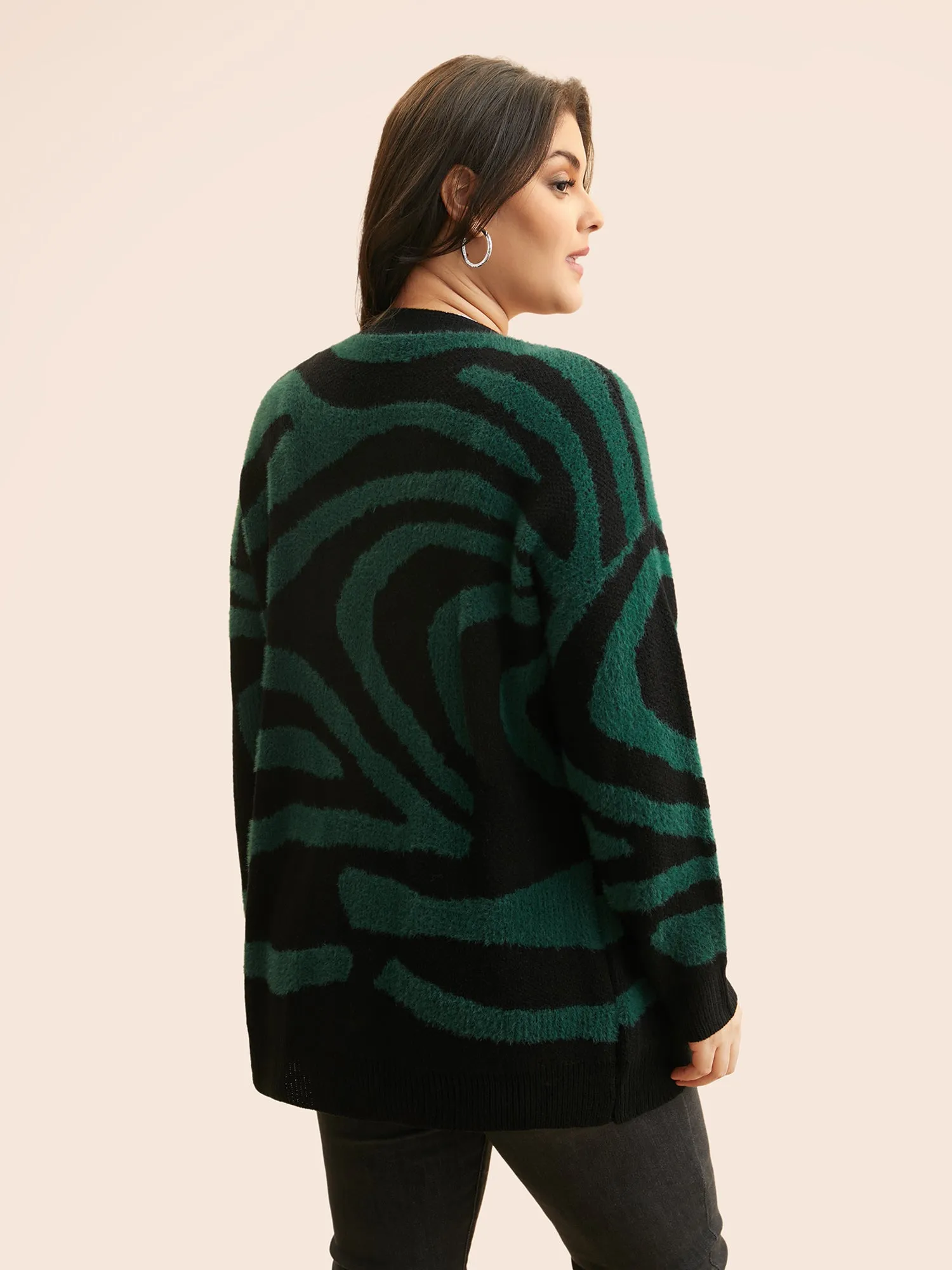 Zebra Jacquard Drop Shoulder Cardigan sold by Bloomchic product image thumbnail 2