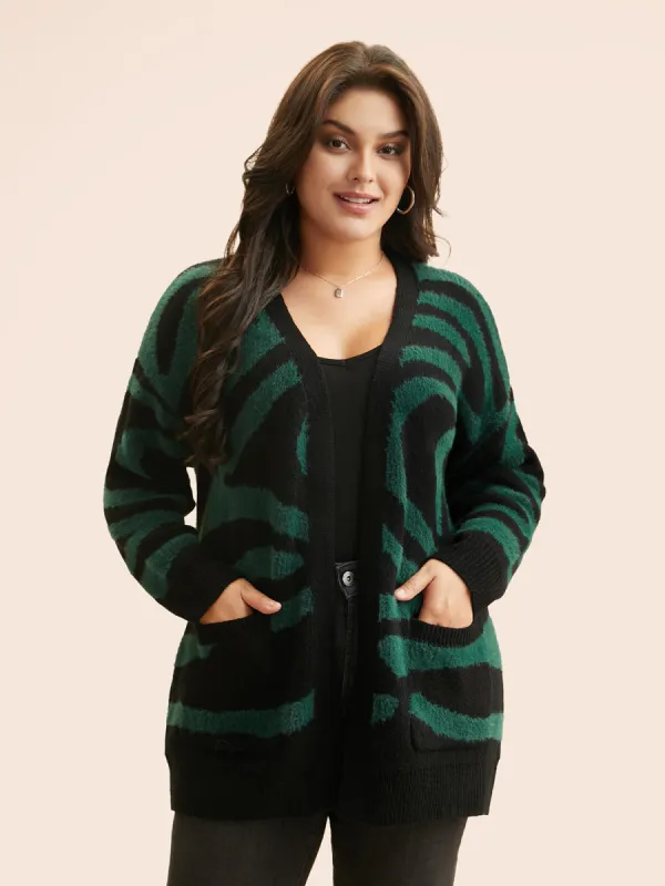 Zebra Jacquard Drop Shoulder Cardigan sold by Bloomchic