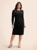 Draped Back Metal Chain Detail Dress sold by Bloomchic