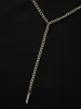 Draped Back Metal Chain Detail Dress sold by Bloomchic