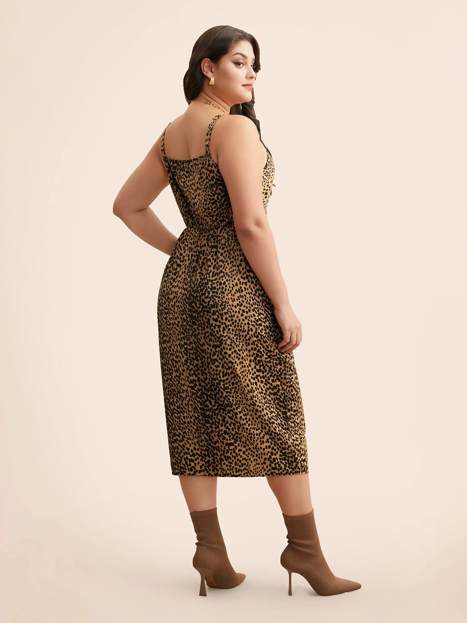 Leopard Print Twist Front Cami Dress sold by Bloomchic product image thumbnail 4