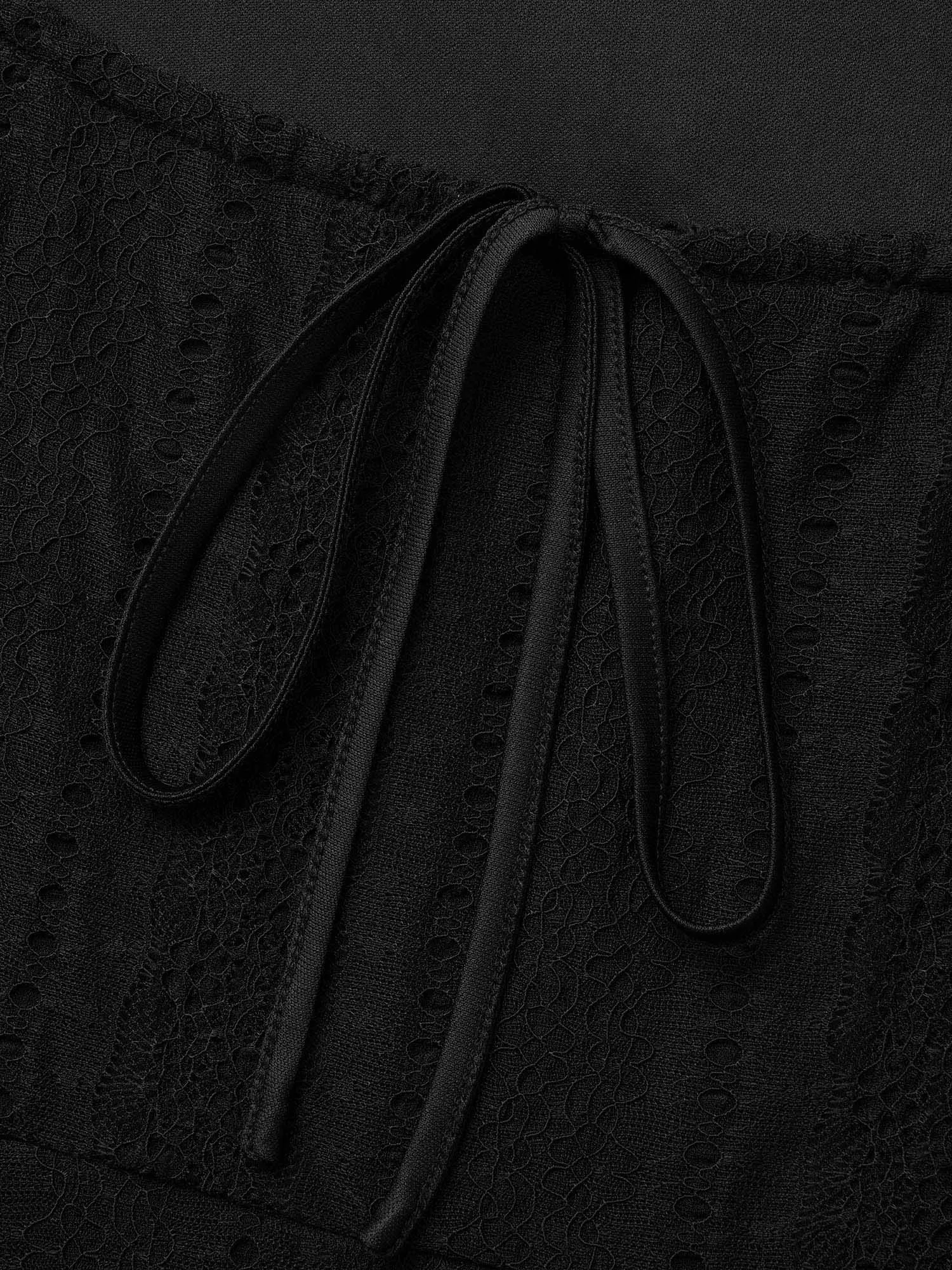 Lace Panel Square Neck Tie Knot Dress sold by Bloomchic product image thumbnail 5