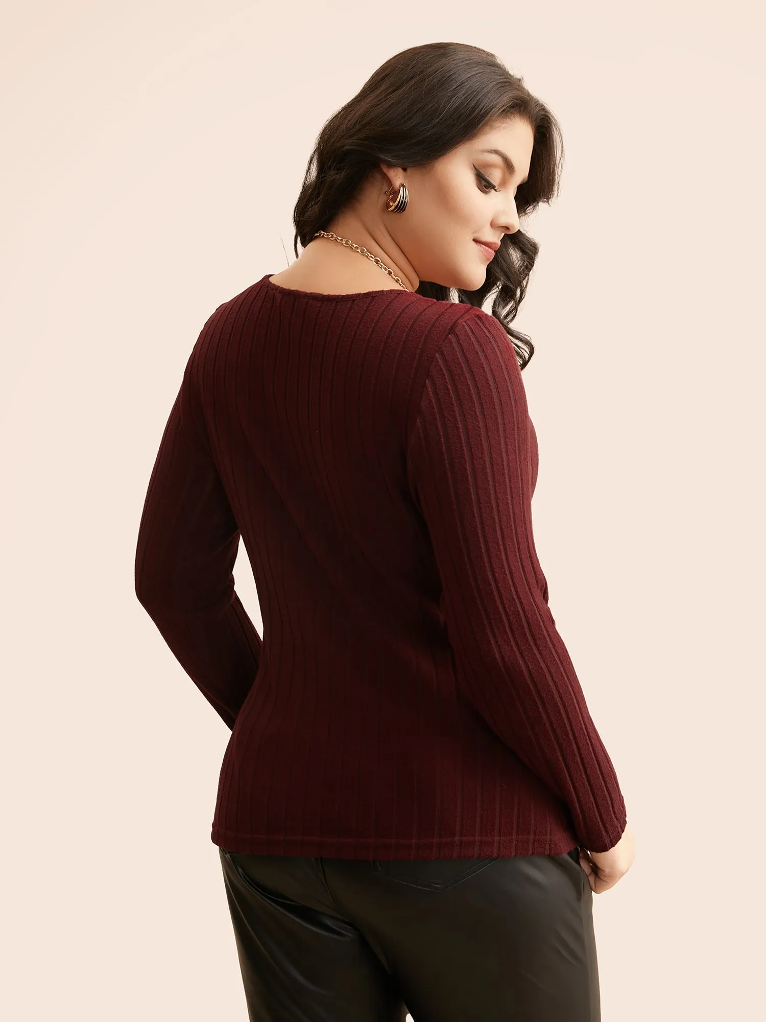 Solid Crisscross Rib Knit T-shirt sold by Bloomchic product image thumbnail 2