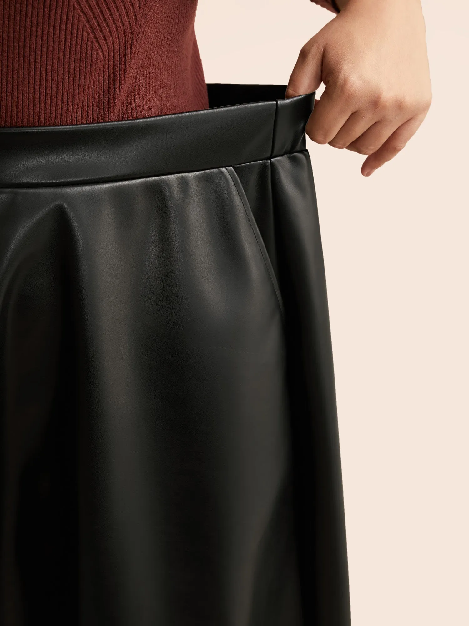 PU Leather A-Line Skirt sold by Bloomchic product image thumbnail 4