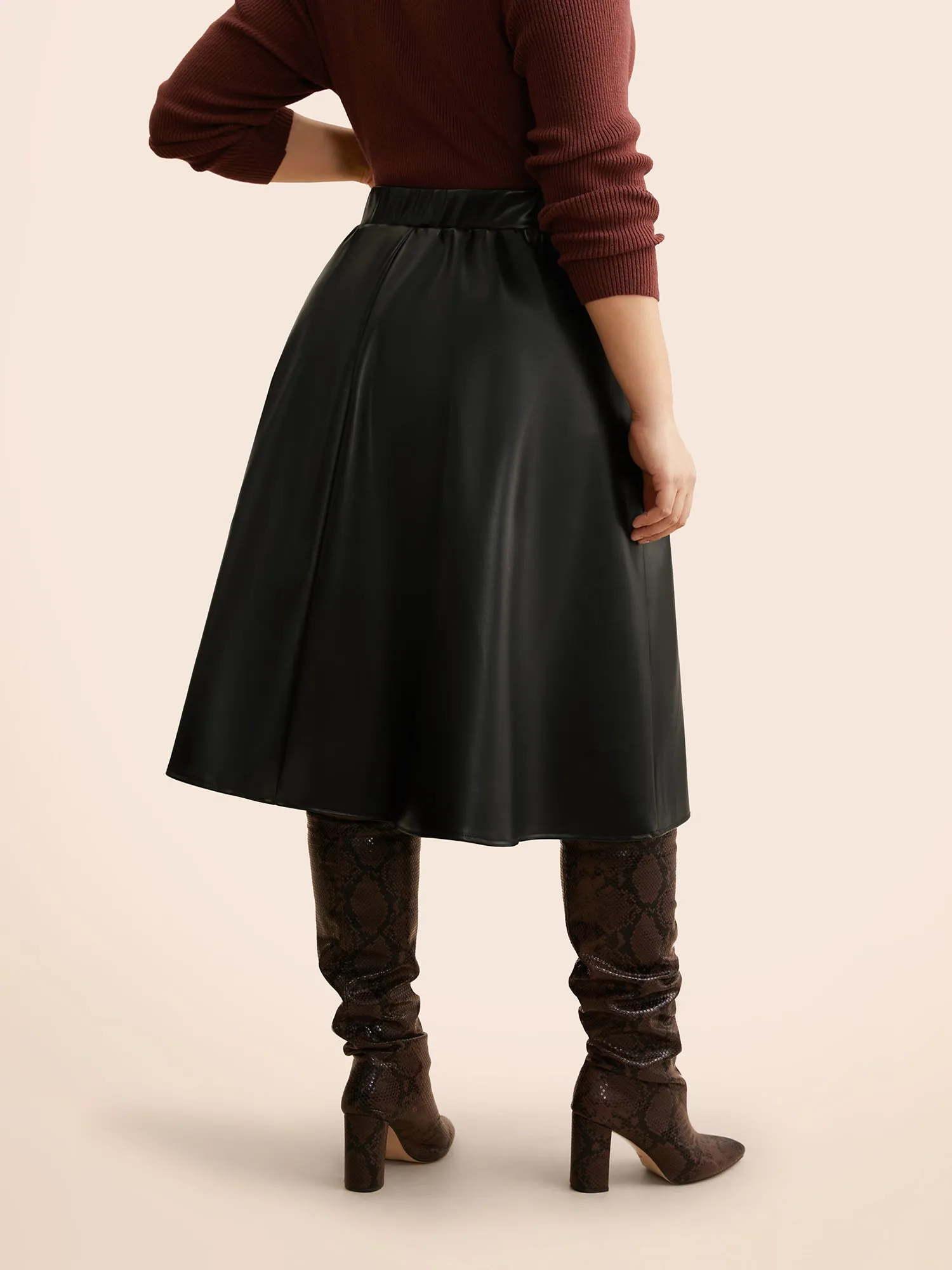 PU Leather A-Line Skirt sold by Bloomchic product image thumbnail 3