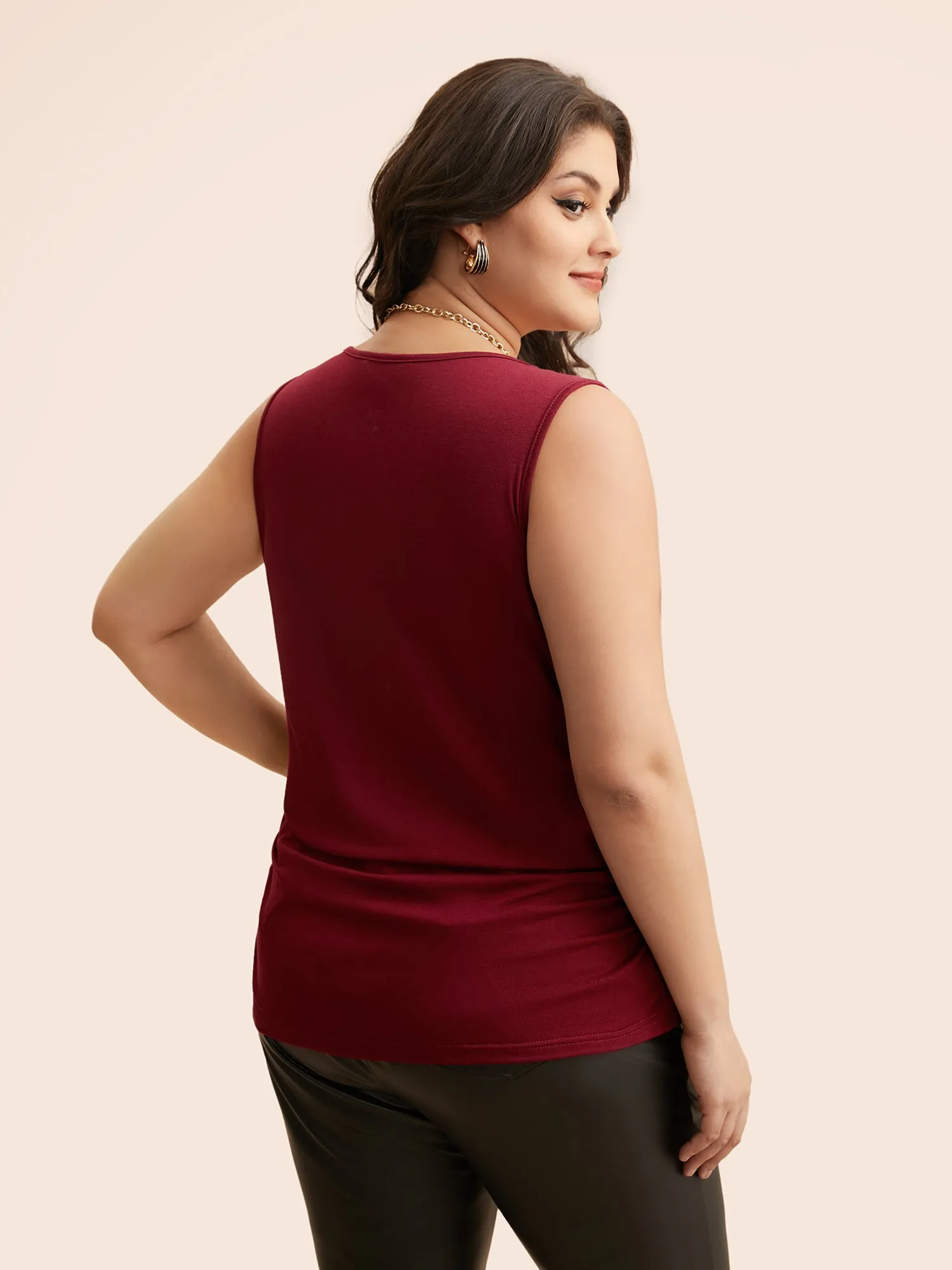 Square Neck Ruched Slim Fit Tank Top sold by Bloomchic product image thumbnail 2