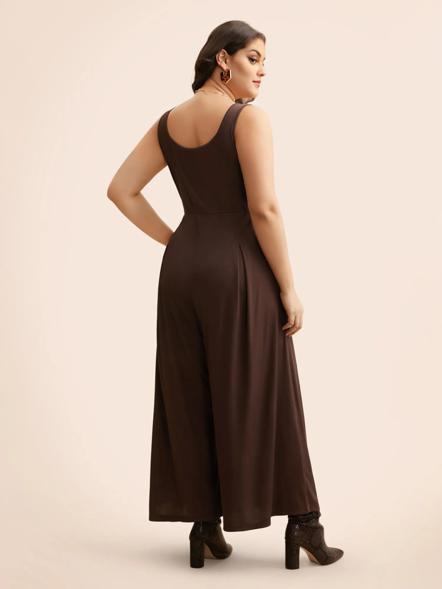 Rib Knit Plicated Detail Jumpsuit sold by Bloomchic product image thumbnail 4