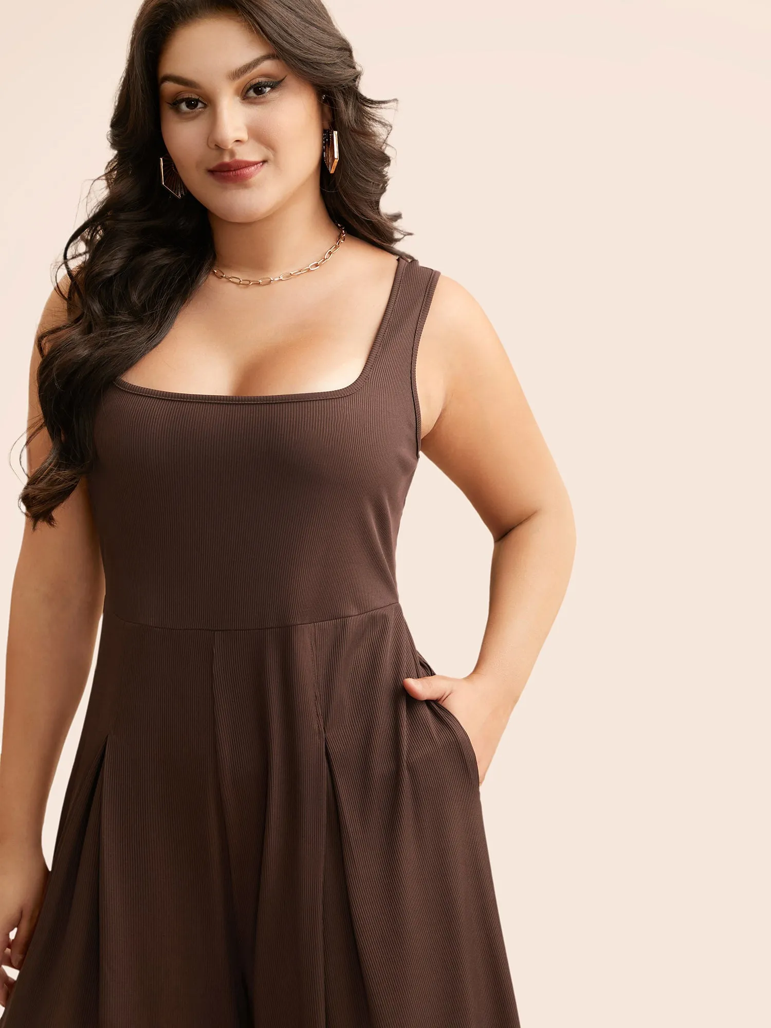 Rib Knit Plicated Detail Jumpsuit sold by Bloomchic product image thumbnail 3