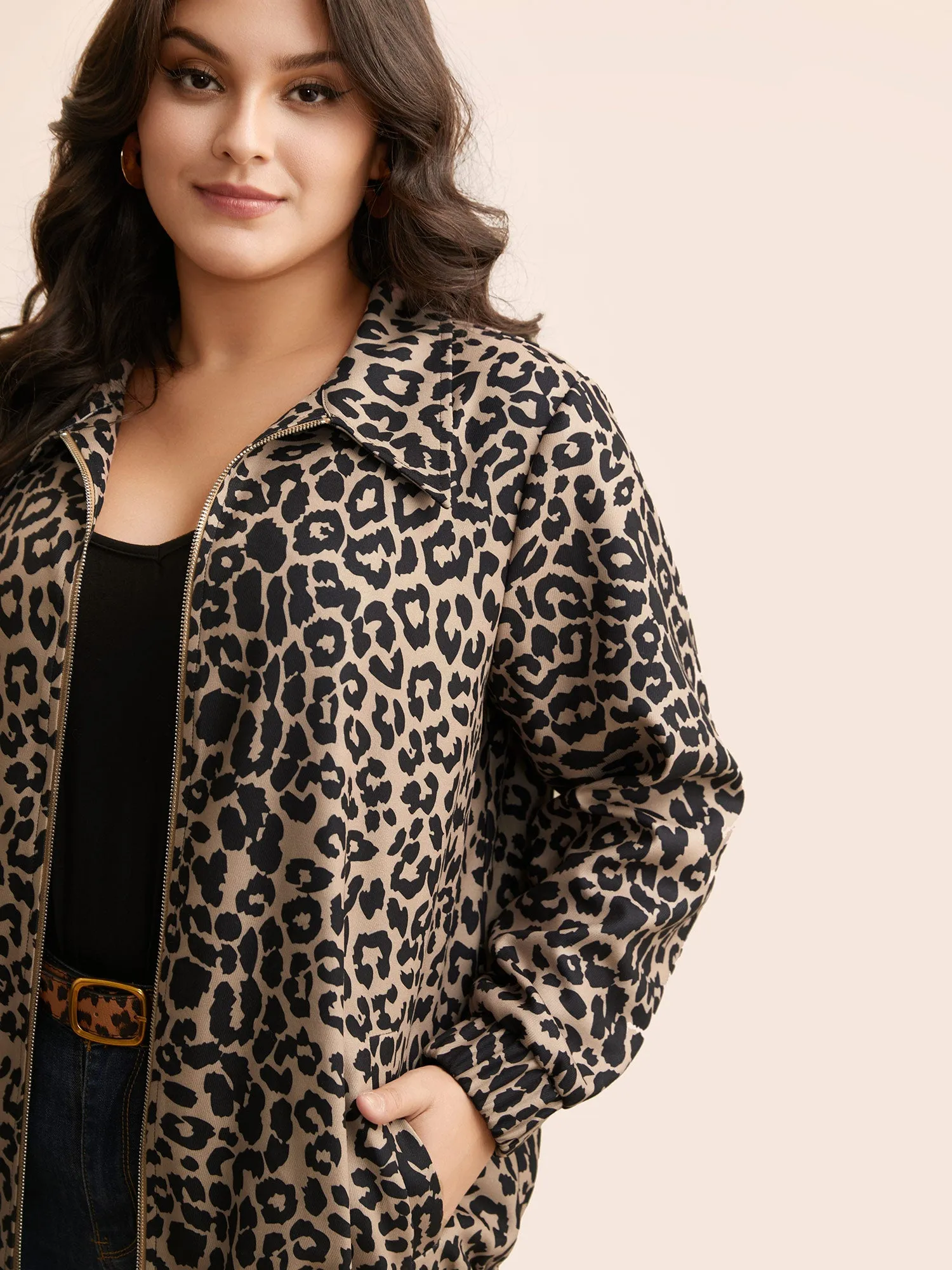 Leopard Print Zipper Pocket Jacket sold by Bloomchic product image thumbnail 2
