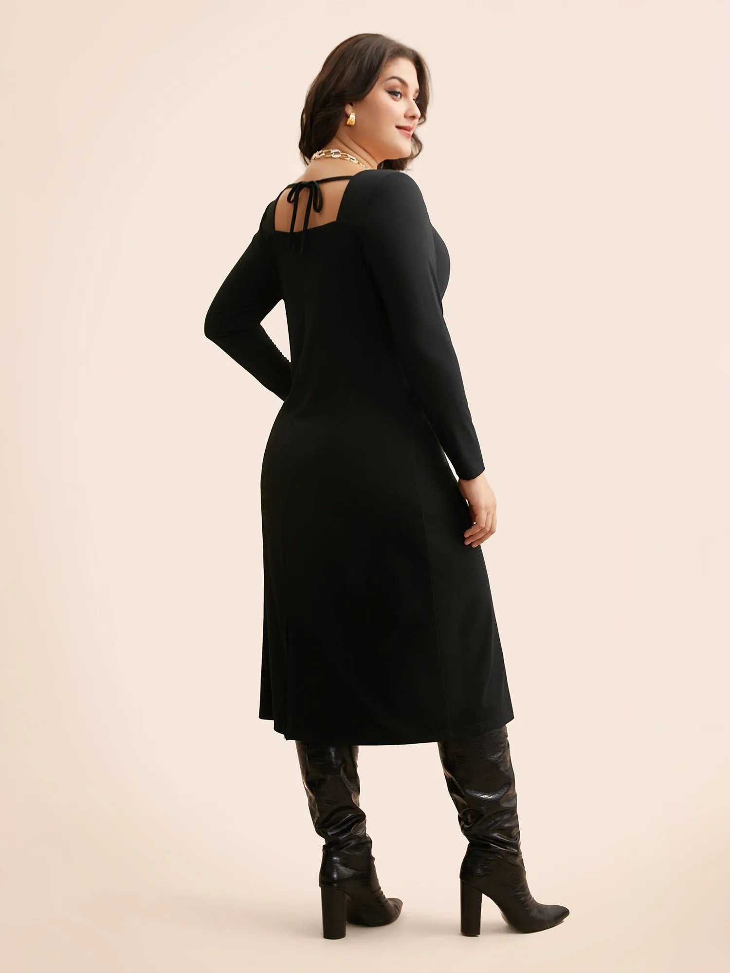 Leopard Print Square Neck Tie Knot Dress sold by Bloomchic product image thumbnail 3