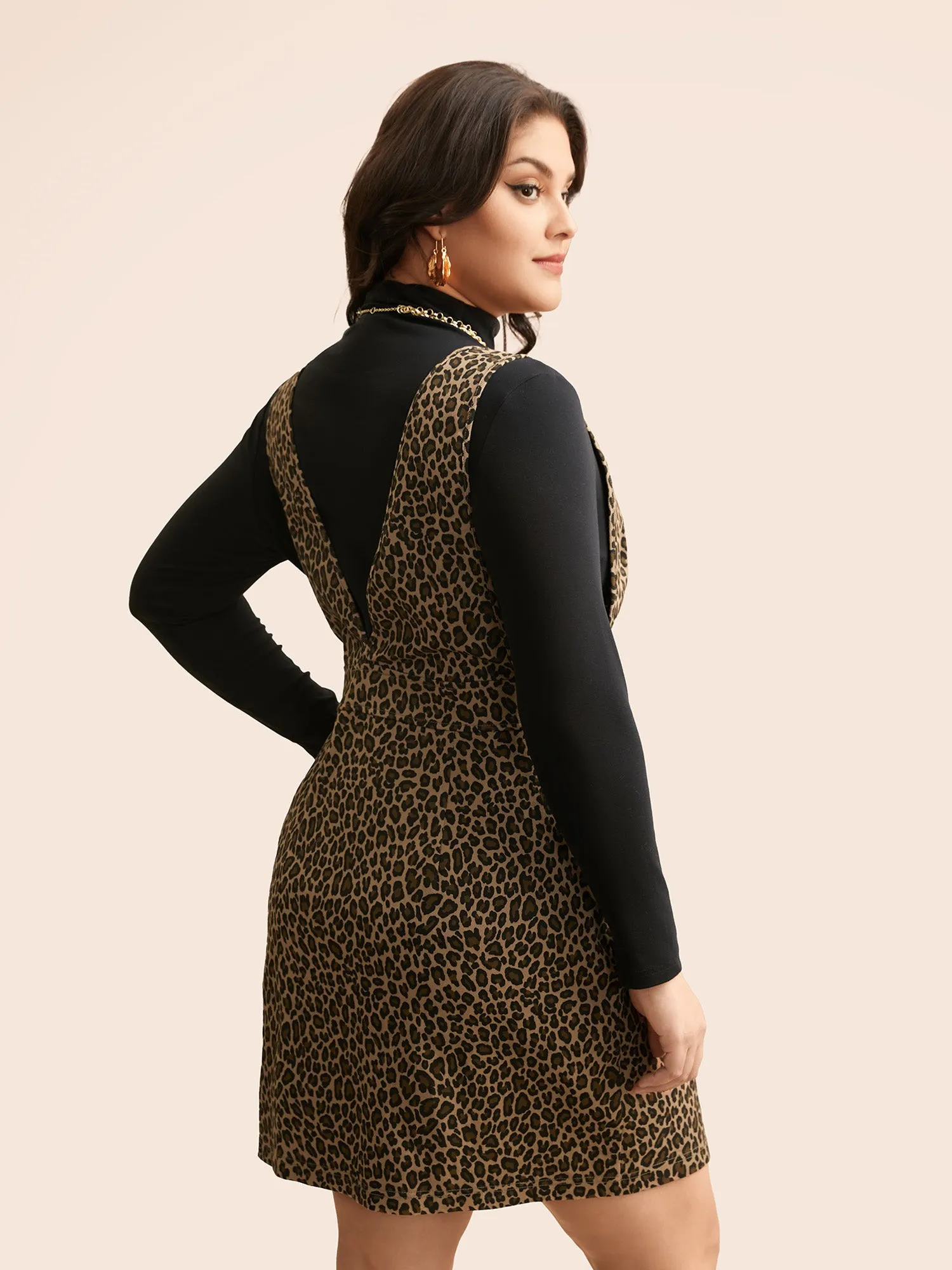 Leopard Print O Ring Zipper Dress sold by Bloomchic product image thumbnail 4