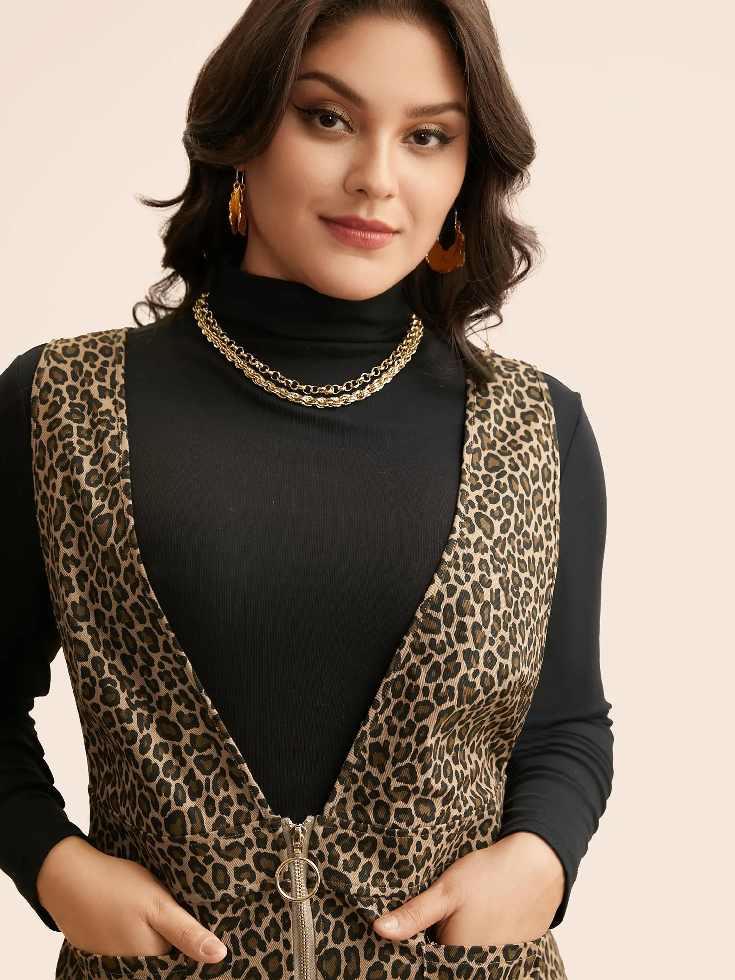 Leopard Print O Ring Zipper Dress sold by Bloomchic product image thumbnail 3