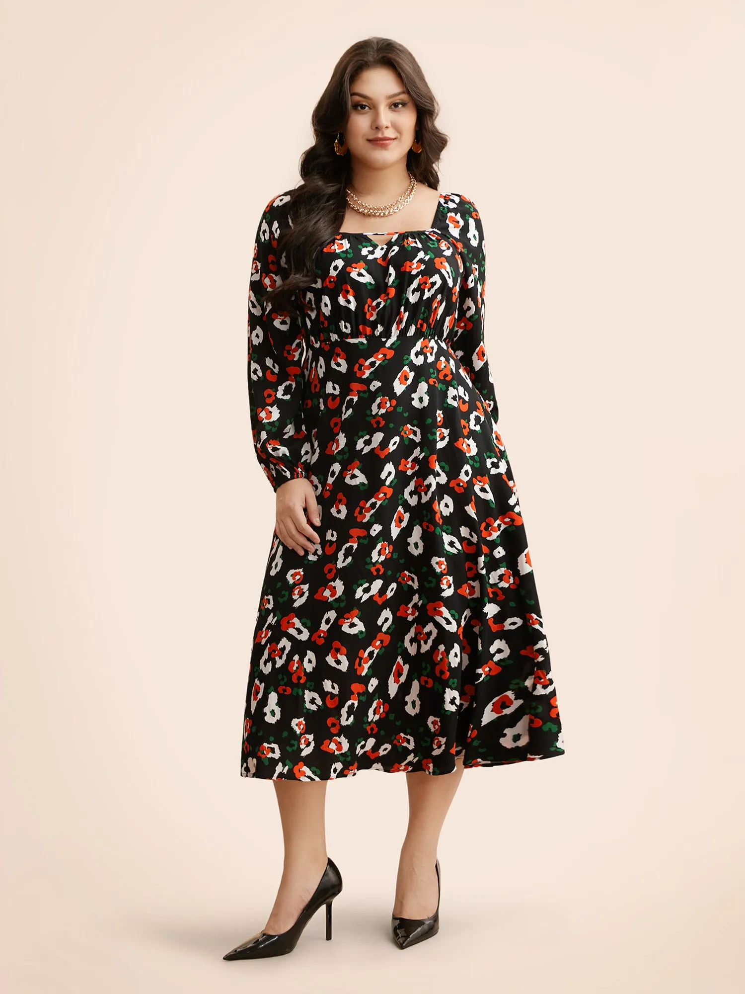 Square Neck Animal Print Keyhole Dress sold by Bloomchic product image thumbnail 2