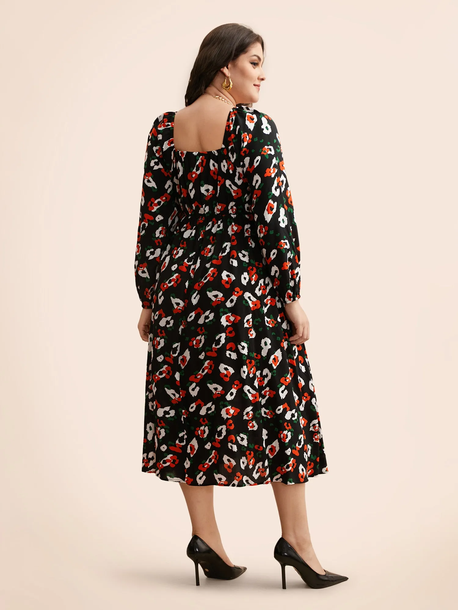 Square Neck Animal Print Keyhole Dress sold by Bloomchic product image thumbnail 3