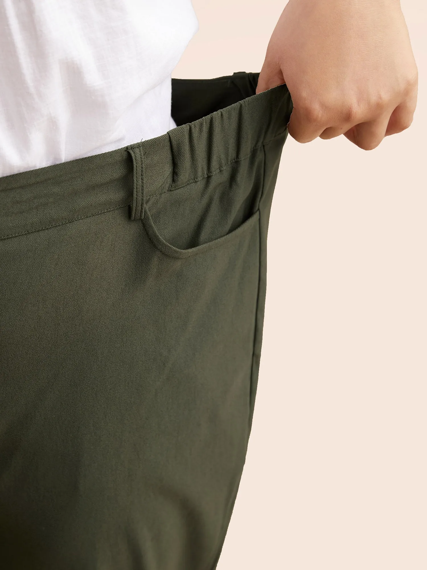 Mid Rise Elastic Waist Straight Leg Pants sold by Bloomchic product image thumbnail 4