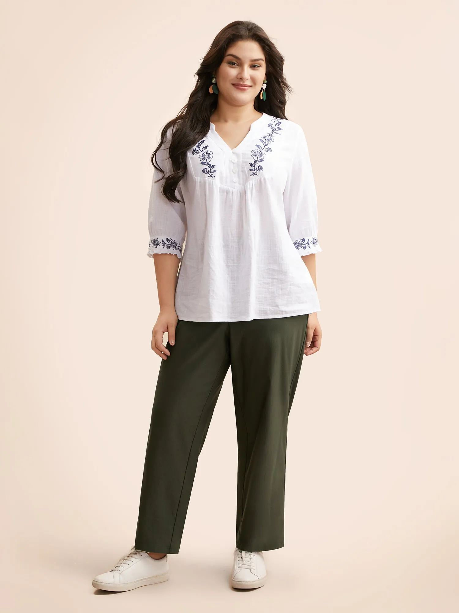 Mid Rise Elastic Waist Straight Leg Pants sold by Bloomchic product image thumbnail 3