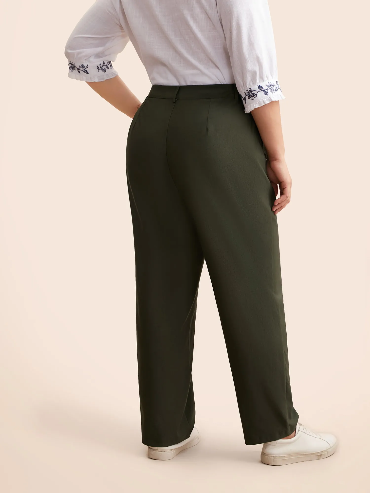 Mid Rise Elastic Waist Straight Leg Pants sold by Bloomchic product image thumbnail 2