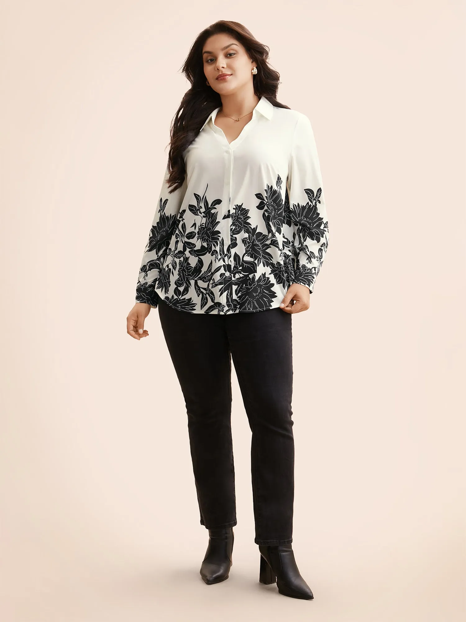 Boho Print Shirt Collar Blouse sold by Bloomchic product image thumbnail 2